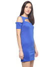 Miway Royal Blue Bodycon Cold Shoulder Dress