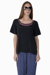 MIWAY Embroidered Neckline Top