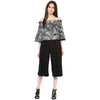 Miway Women Black & White Palm Print Crop Top