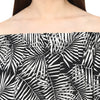 Miway Women Black & White Palm Print Crop Top