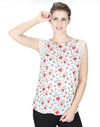 Miway Viscose Floral Print White & Red Top