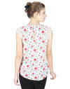 Miway Viscose Floral Print White & Red Top