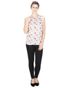 Miway Viscose Floral Print White & Red Top