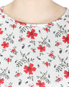 Miway Viscose Floral Print White & Red Top