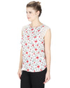 Miway Viscose Floral Print White & Red Top