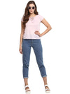 Miway Polyester Solid Pink Top