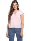 Miway Polyester Solid Pink Top