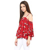 Miway Women Wine Floral Cold Showlder Top