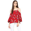 Miway Women Wine Floral Cold Showlder Top