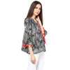 Miway Women Black & White Palm Print Top