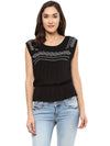 Miway Viscose  Embroidered Black Camisole