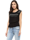 Miway Viscose  Embroidered Black Camisole