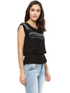 Miway Viscose  Embroidered Black Camisole