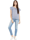 Miway Cotton Checked Blue Top