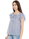 Miway Cotton Checked Blue Top