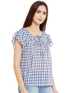 Miway Cotton Checked Blue Top