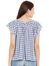 Miway Cotton Checked Blue Top