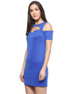 Miway Royal Blue Bodycon Cold Shoulder Dress