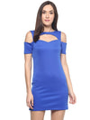 Miway Royal Blue Bodycon Cold Shoulder Dress