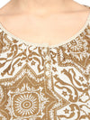 Miway Women's Half sleeve Viscose Printed off Beige Tops