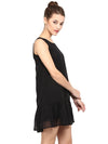 Miway Women's Polyster Solid Black A-Line  Dress