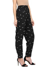 Miway Polyster Black Floral Print Pants