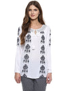 Miway Viscose  Embroidered White Top