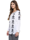 Miway Viscose  Embroidered White Top