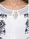 Miway Viscose  Embroidered White Top