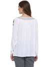 Miway Viscose  Embroidered White Top