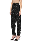 Miway Polyster Black Floral Print Pants